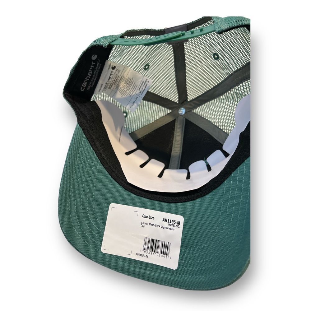 Carhartt Green Orange Canvas Msg Back Logo Graphic Cap Snap Back One Size - Picture 4 of 5